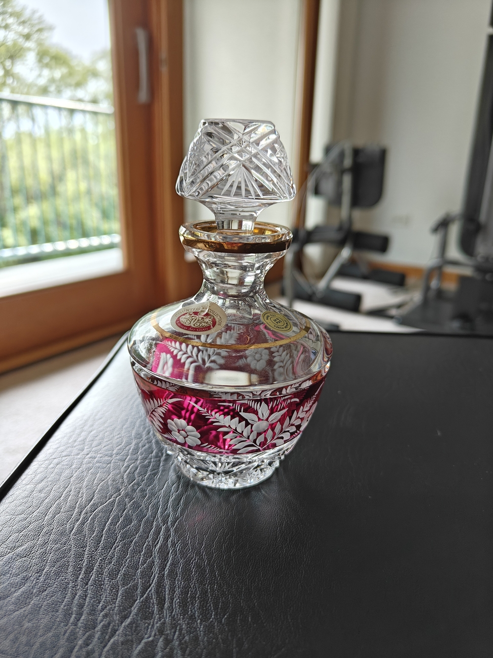 Bohemian Art Glass Handmade Cut Crystal Perfume Bottle With Stopper